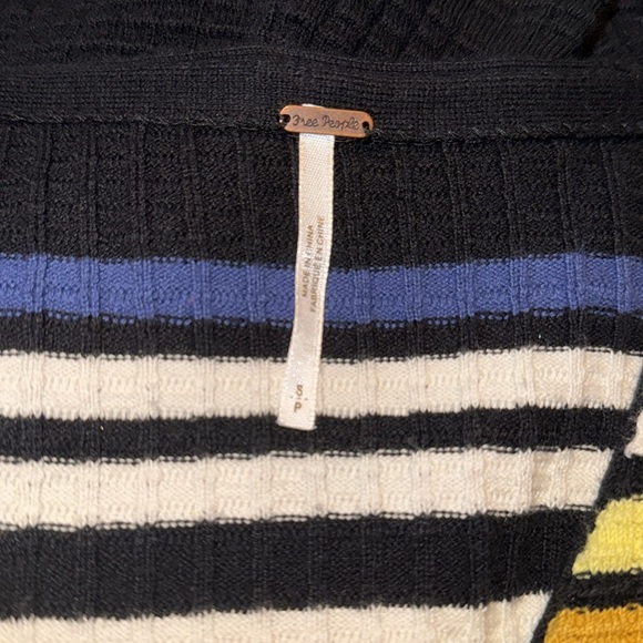 Free People dress knit Multicolor Striped Dress small Gidget puff long sleeve - Picture 2 of 3